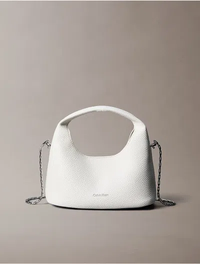 Calvin Klein Women's Pebble Grain Small Slouchy Bag In White