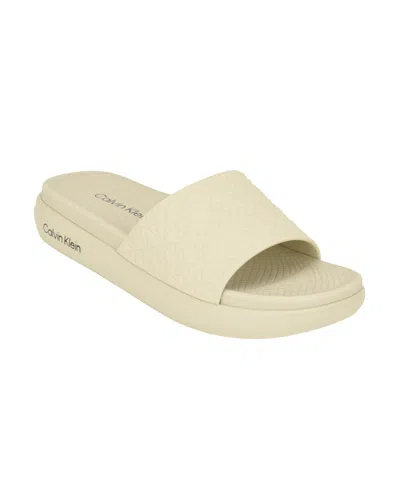 Calvin Klein Women's Pereen Embossed Pool Slide Sandals In Neutral