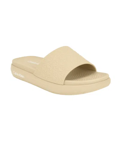 Calvin Klein Women's Pereen Embossed Pool Slide Sandals In Neutral