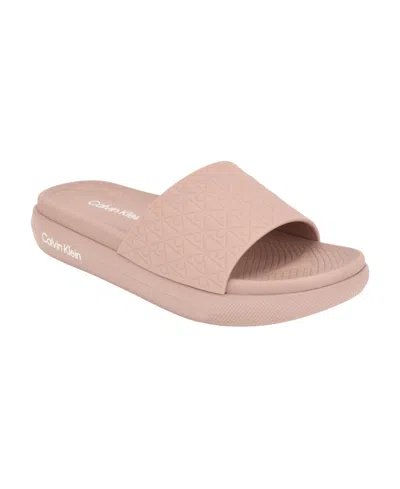 Calvin Klein Women's Pereen Embossed Pool Slide Sandals In Pink