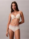 Calvin Klein Women's Perfectly Fit Lace Lightly Lined Full Coverage Bra In Neutral