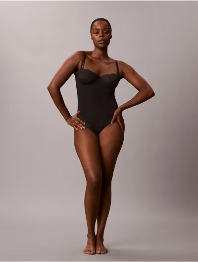 Calvin Klein Women's Perfectly Fit Lace Shapewear Bodysuit In Brown