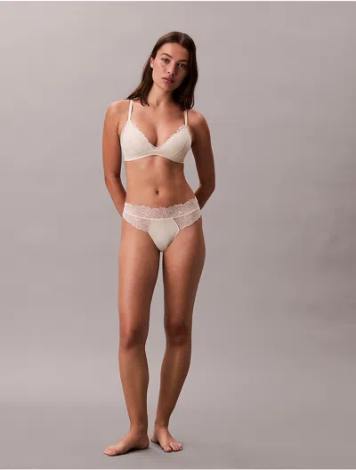 Calvin Klein Women's Perfectly Fit Lace Thong In White