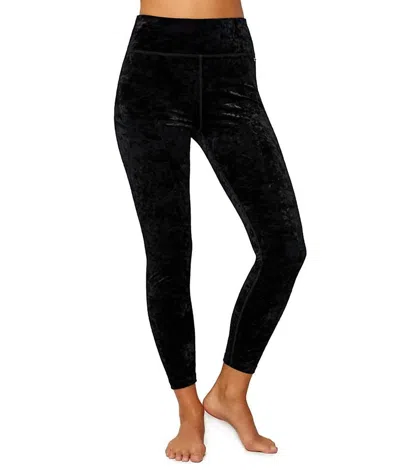 Calvin Klein Women's Performance Crushed Velvet Cropped Legging In Black In Blue
