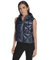 Calvin Klein Women's Performance Diamond Quilt Hooded Puffer Vest In Black