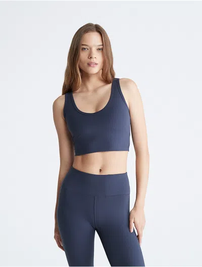 Calvin Klein Women's Performance Embrace Low Impact V-neck Strappy Sports Bra In Blue