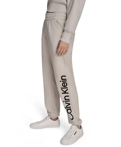 Calvin Klein Women's Performance Flocked Logo Jogger Sweatpants In Gray