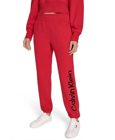 Calvin Klein Women's Performance Flocked Logo Jogger Sweatpants In Red