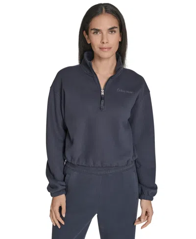 Calvin Klein Women's Performance Half-zip Pull-on Sweatshirt In Black