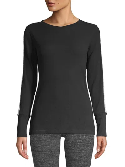 Calvin Klein Women's Performance Knit Stripe Pullover Top In Black