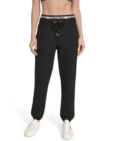 Calvin Klein Women's Performance Logo Stripe Jogger Sweatpants In Black