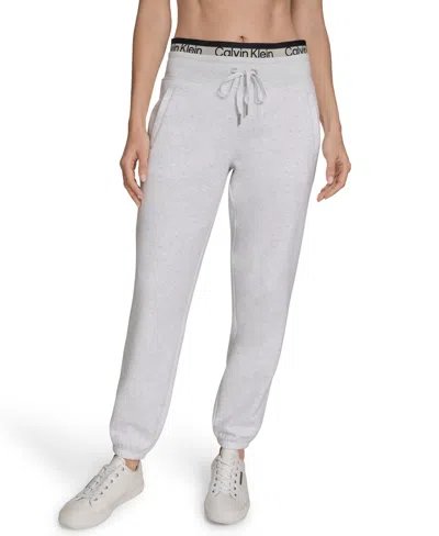 Calvin Klein Women's Performance Logo Stripe Jogger Sweatpants In Gray