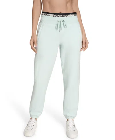 Calvin Klein Women's Performance Logo Stripe Jogger Sweatpants In Green