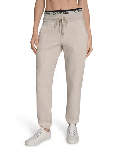 Calvin Klein Women's Performance Logo Stripe Jogger Sweatpants In Neutral