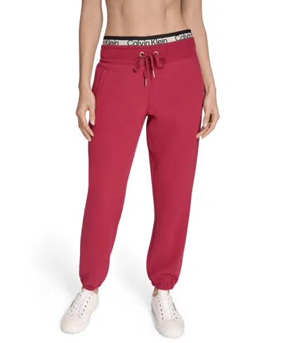 Calvin Klein Women's Performance Logo Stripe Jogger Sweatpants In Red
