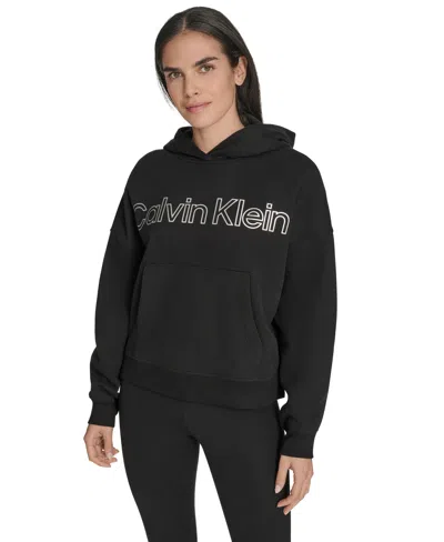 CALVIN KLEIN WOMEN'S PERFORMANCE METALLIC OUTLINE LOGO FLEECE HOODIE