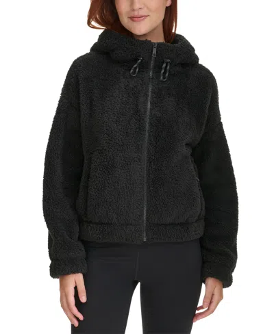 Calvin Klein Women's Performance Oversized Hooded Sherpa Jacket In Black