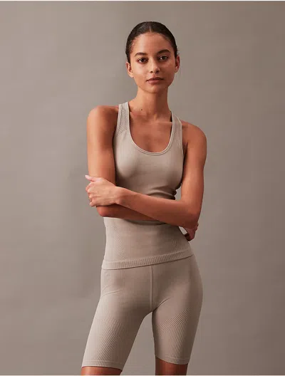 Calvin Klein Women's Performance Seamless Low Impact Racerback Tank Top In Brown