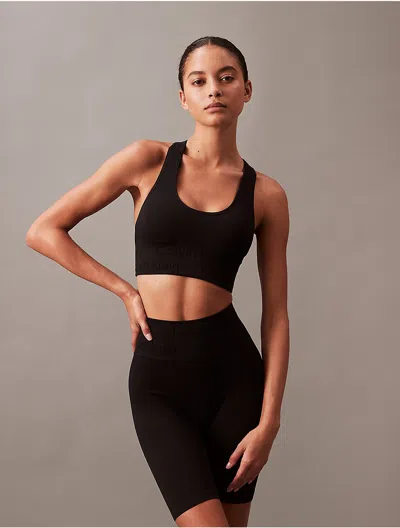 Calvin Klein Women's Performance Seamless Medium Impact Sports Bra In Black
