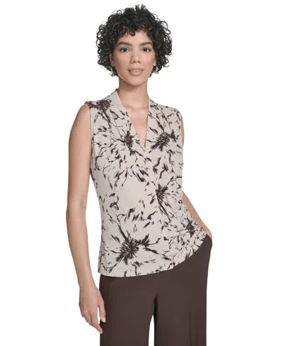 Calvin Klein Women's Petite Printed Sleeveless Cami Top In Neutral