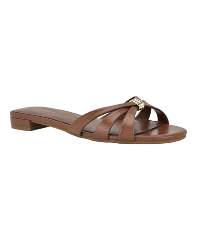 Calvin Klein Women's Petula Strappy Flat Slip-on Sandals In Blue