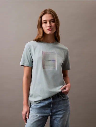 Calvin Klein Women's Photo Logo Graphic Classic T-shirt In Slate