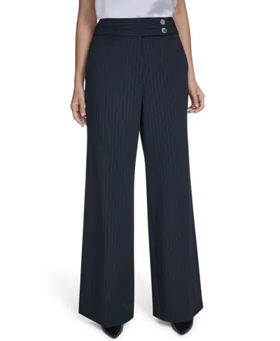Calvin Klein Women's Pinstripe High-rise Wide-leg Pants In Multi