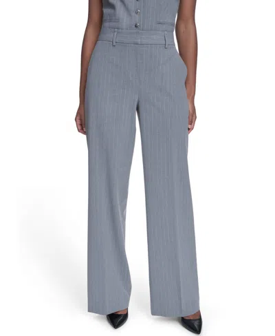Calvin Klein Women's Pinstripe Mid-rise Pants In Blue