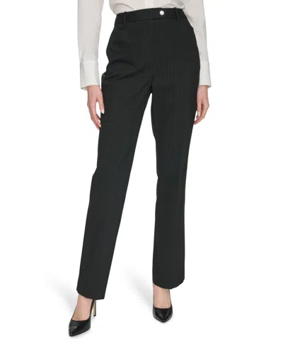 Calvin Klein Women's Pinstripe Modern Fit Trousers In Black,cream