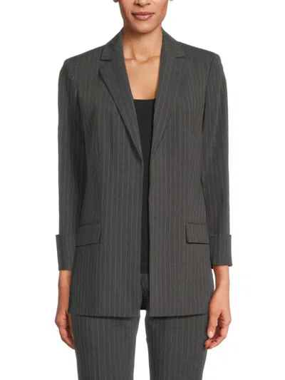 Calvin Klein Women's Pinstripe Open-front Blazer In Gray