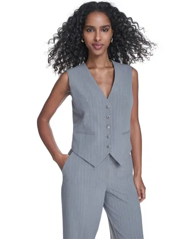 Calvin Klein Women's Pinstripe Vest Top In Gray