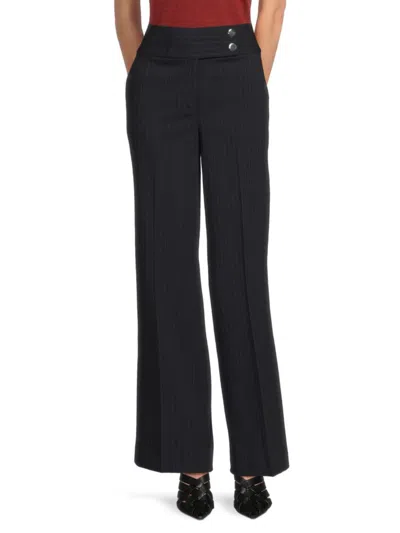 Calvin Klein Women's Pinstriped Wide-leg Pants In Black