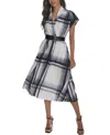 Calvin Klein Women's Plaid Belted A-line Dress In Black Multi