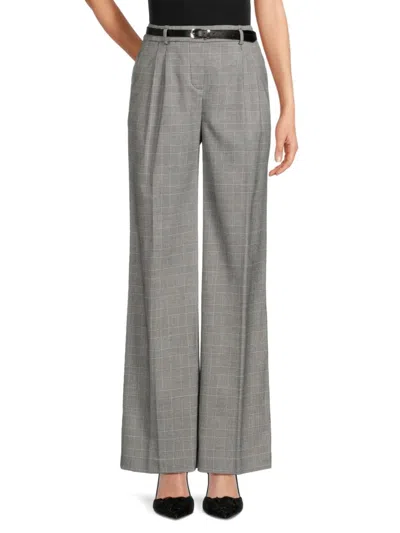 Calvin Klein Women's Plaid Straight Pants In Black White