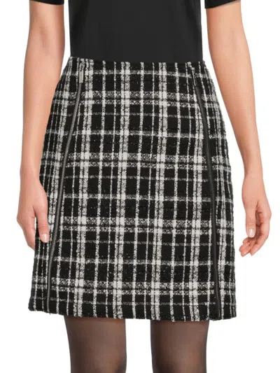 Calvin Klein Women's Plaid Tweed Mini Skirt In Black White