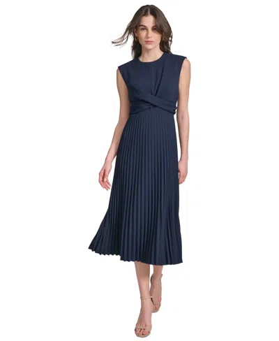 Calvin Klein Women's Pleated A-line Dress In Blue