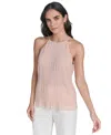 Calvin Klein Women's Pleated Chiffon Halter-neck Top In Pink