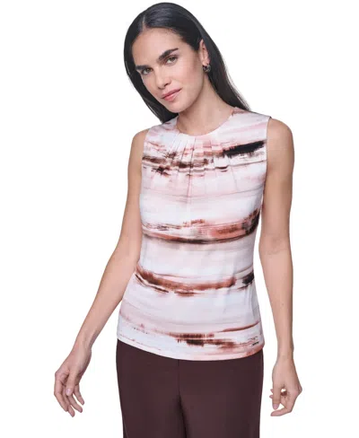 Calvin Klein Women's Crewneck Sleeveless Blouse With Slip In Multi