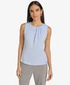 Calvin Klein Womens Pleated Polyester Blouse In Sky