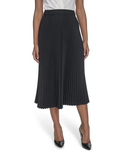 Calvin Klein Women's Pleated Pull-on Midi Skirt In Navy