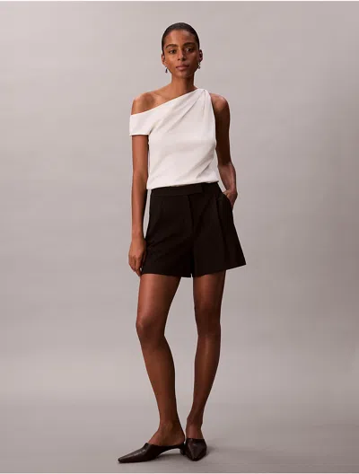 Calvin Klein Women's Pleated Tailored Shorts In Black