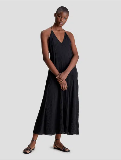 Calvin Klein Women's Pleated Texture Maxi Slip Dress In Black