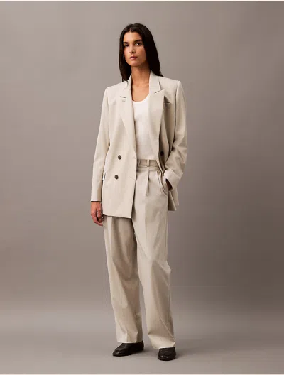 CALVIN KLEIN WOMEN'S PLEATED WOOL GABARDINE BLEND TROUSER