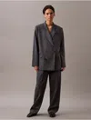 Calvin Klein Women's Pleated Wool Gabardine Blend Trouser In Dark Slate Grey