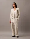 Calvin Klein Women's Pleated Wool Gabardine Blend Trouser In Overcast