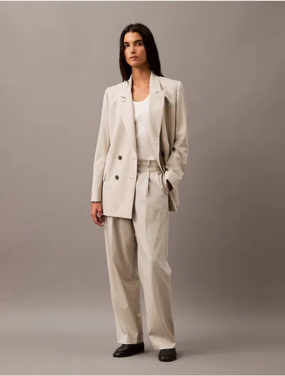CALVIN KLEIN WOMEN'S PLEATED WOOL GABARDINE BLEND TROUSER