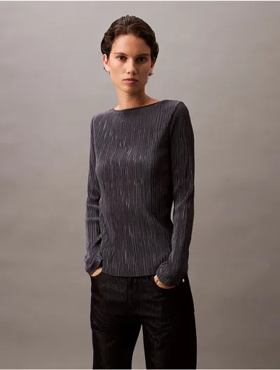 Calvin Klein Women's Plisse Low Back Slim T-shirt In Ebony