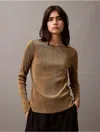 Calvin Klein Women's Plisse Low Back Slim T-shirt In Gothc Olive