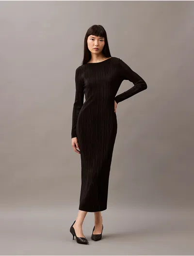 Calvin Klein Women's Plisse Midi Dress In Black