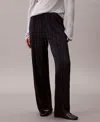 Calvin Klein Women's Plisse Pull-on Wide-leg Pants In Black